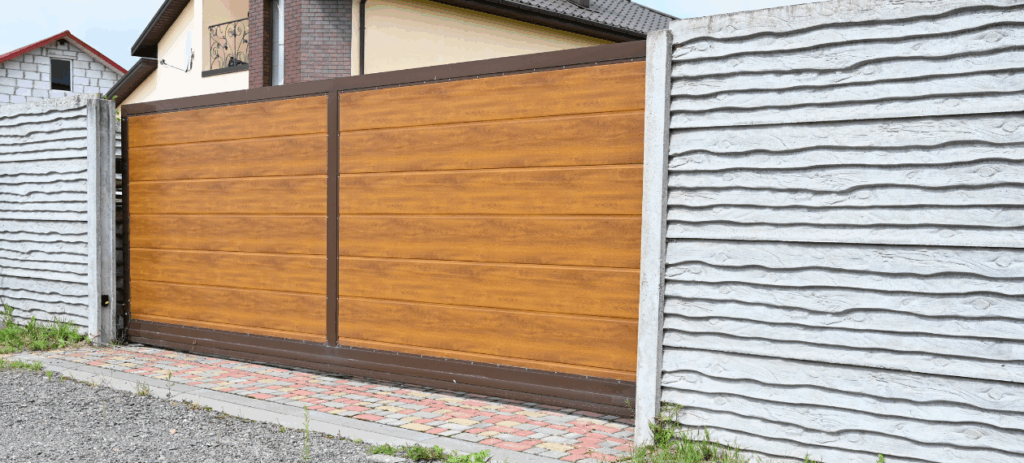 Zaunanlage mit Mauer, Tor und Geländer